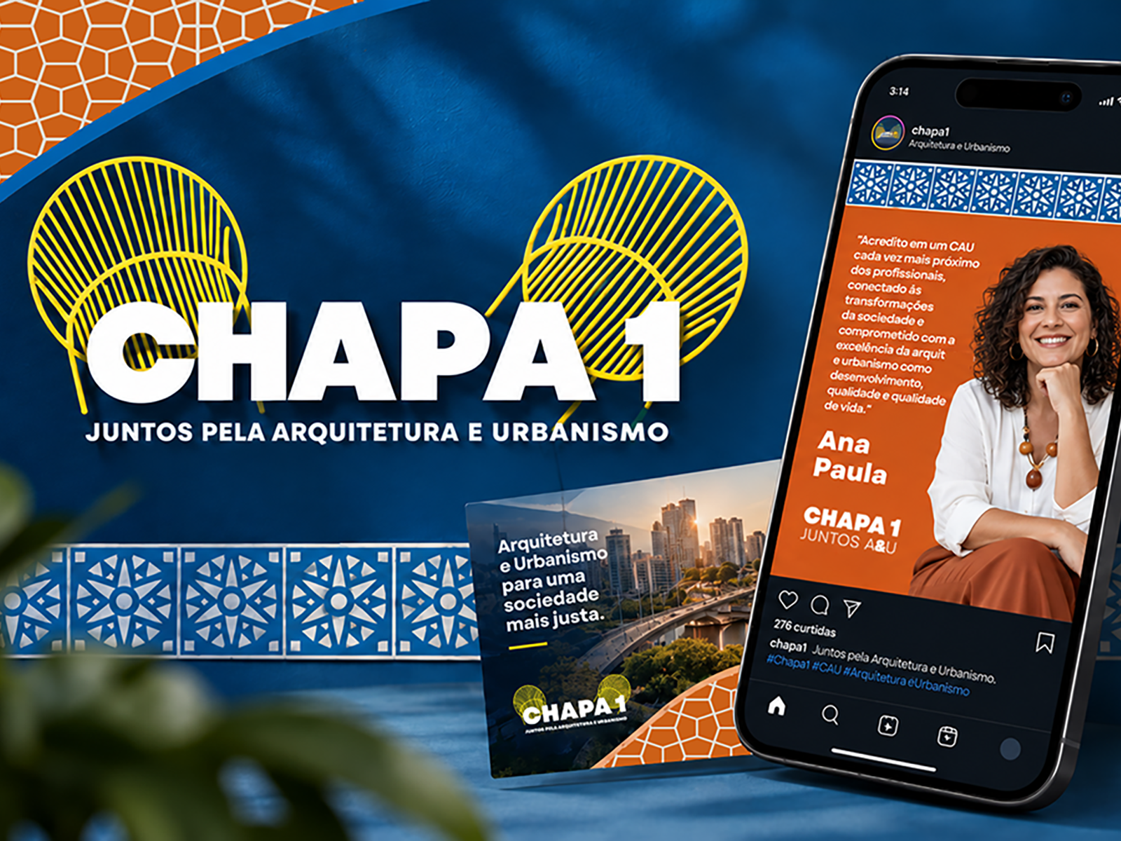 Identidade visual da Chapa 1 para as eleições do CAU/PE 2026
